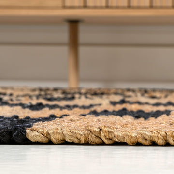 Theo Modern Farmhouse Woven Jute Checkerboard Area Rug